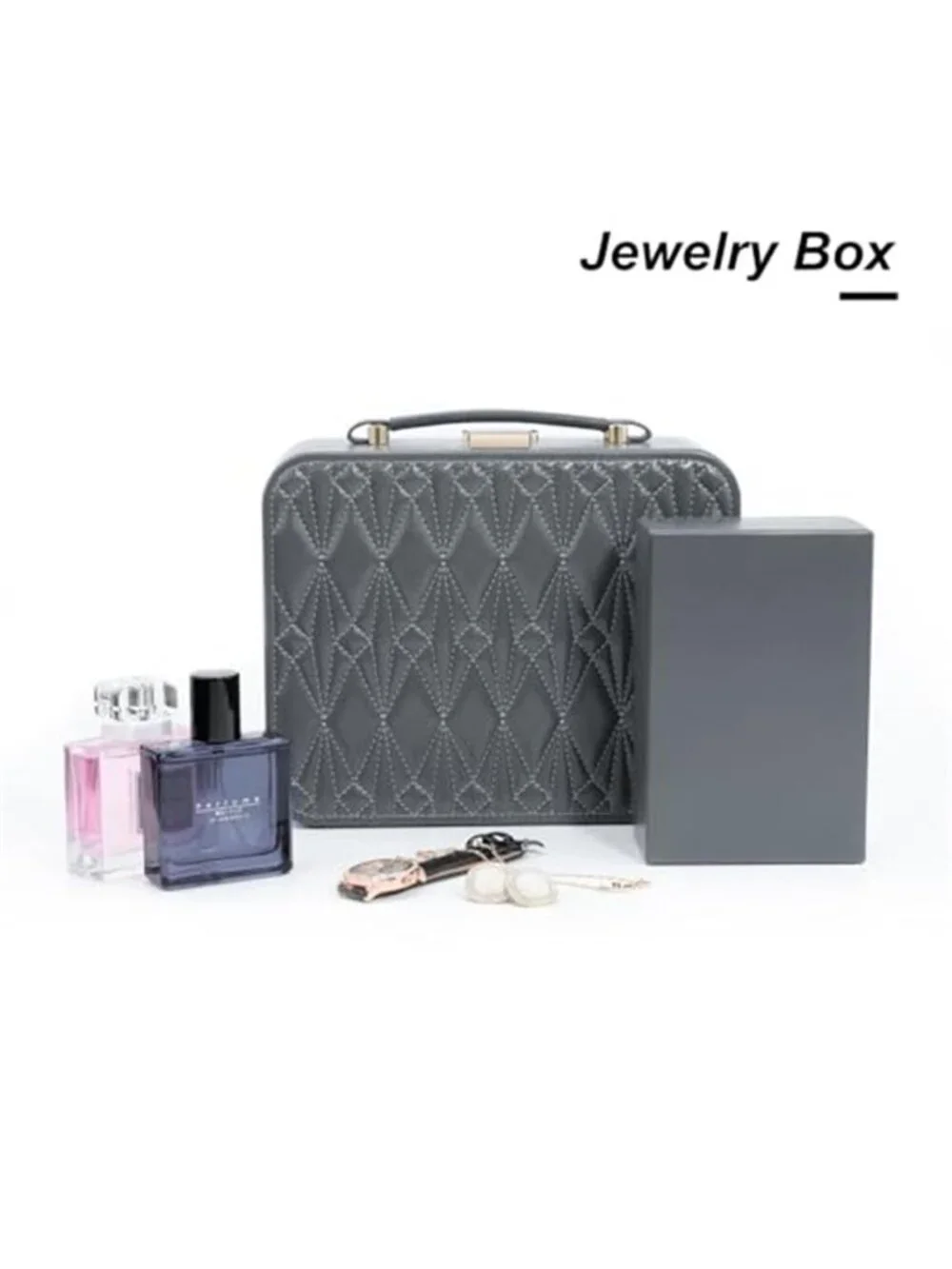 Large Travel Jewelry Box Organizer Case Leather 2 Layer Necklace Ring Storage
